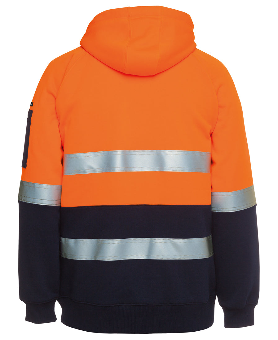 JB's Hi Vis (D+N) Full Zip Fleecy Hoodie - Orange/Navy - Back