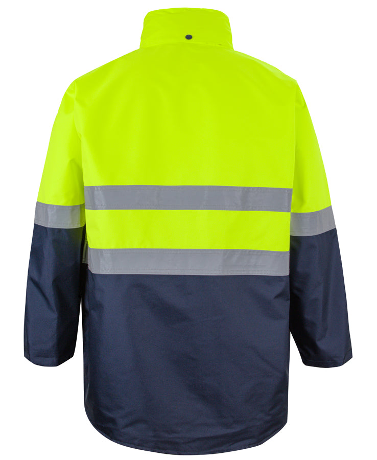 JB's Hi Vis (D+N) Long Line Jacket - Lime/Navy - Back