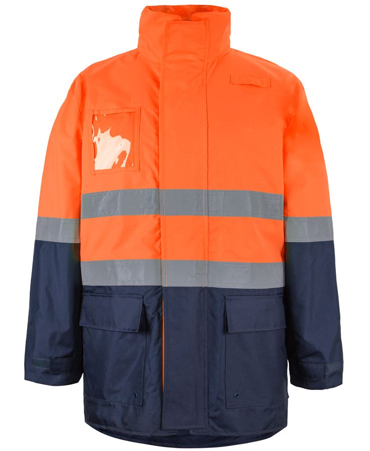 JB's Hi Vis (D+N) Long Line Jacket - Orange/Navy - Front