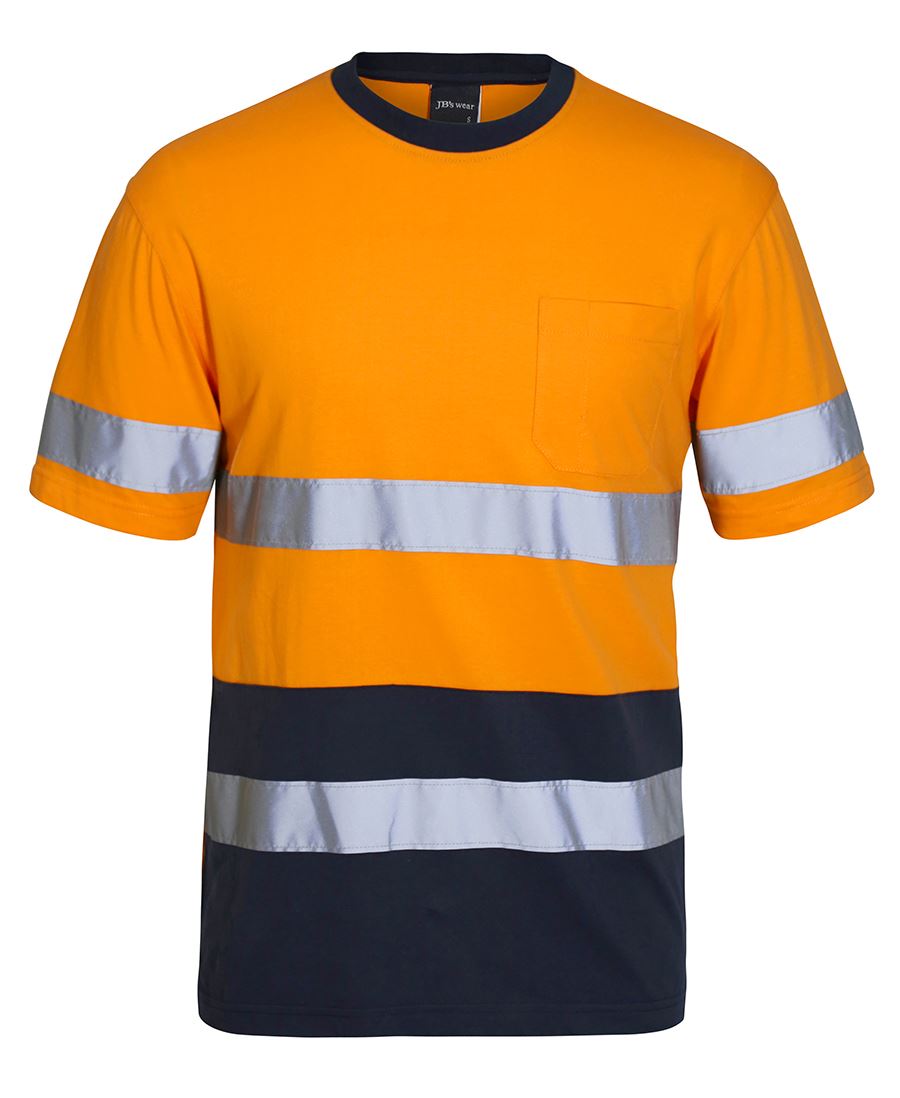 JB's Hi Vis (D+N) Cotton T-Shirt - Orange/Navy - Front