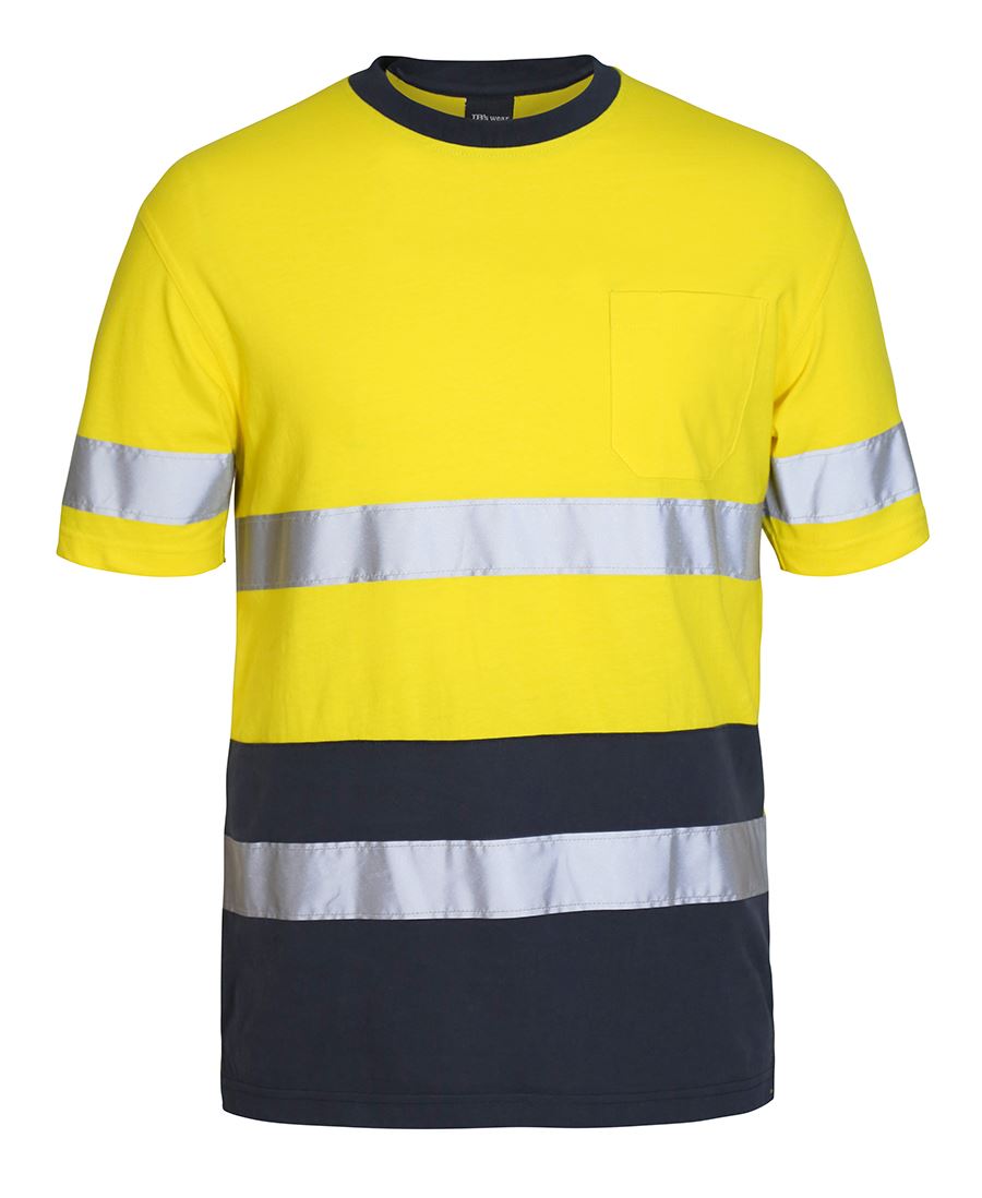JB's Hi Vis (D+N) Cotton T-Shirt - Yellow/Navy - Front