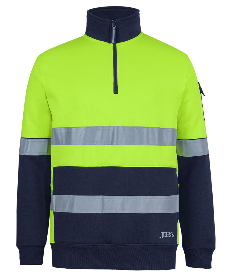 JB's 350g Hi Vis (D+N) 1/2 Zip Trade Fleece - Lime/Navy - Front