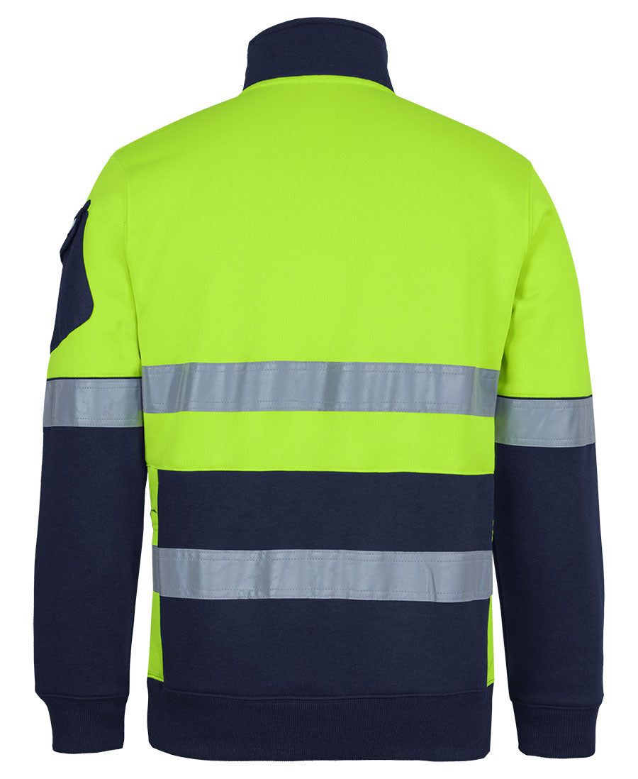 JB's 350g Hi Vis (D+N) 1/2 Zip Trade Fleece - Lime/Navy - Back