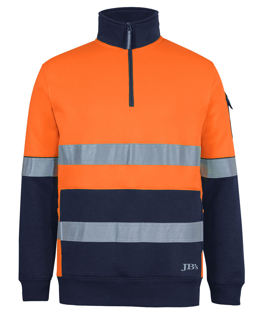 JB's 350g Hi Vis (D+N) 1/2 Zip Trade Fleece - Orange/Navy - Front