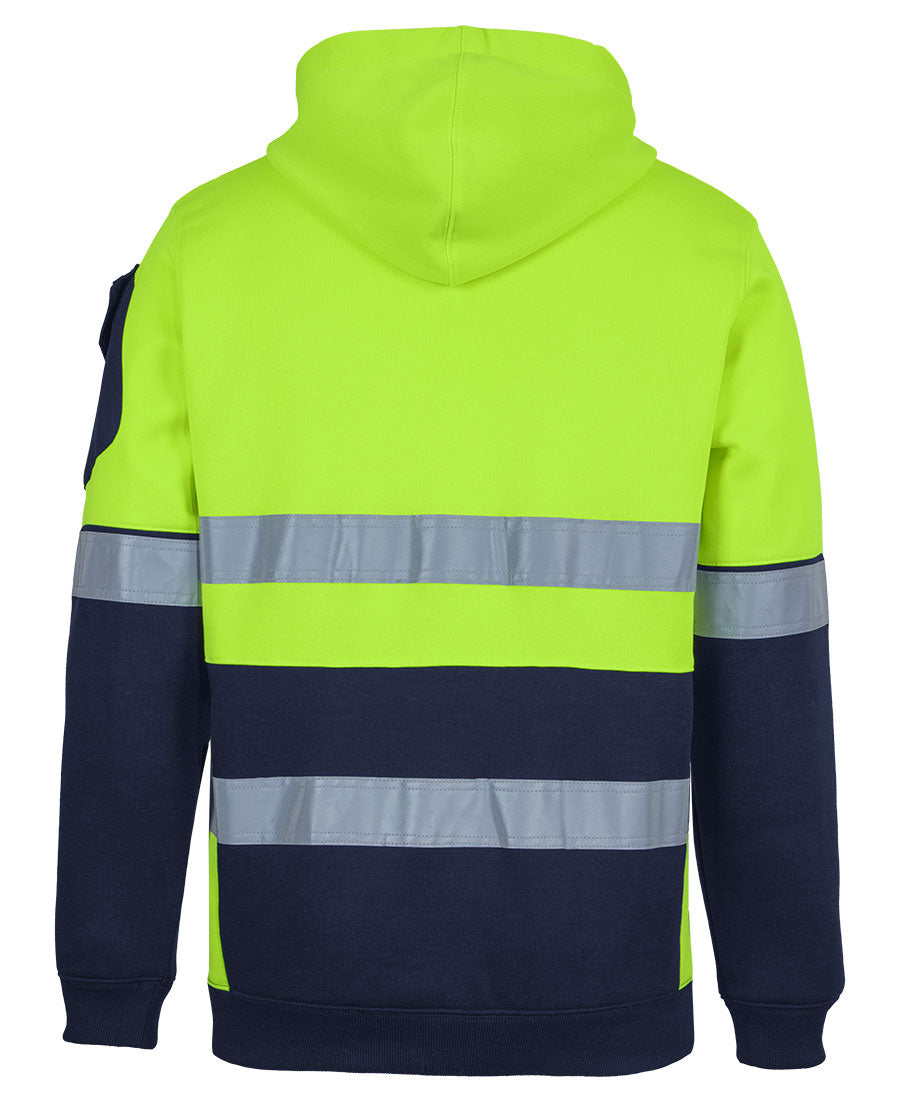 JB's 350g Hi Vis (D+N) Trade Hoodie - Lime/Navy - Back