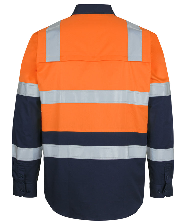 JB's Hi Vis (D+N) L/S 150G Level 3 Work Shirt - Orange/Navy - Back