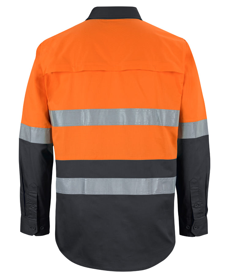 JB's Hi Vis L/S (D+N) 150G Work Shirt - Orange/Black - Back