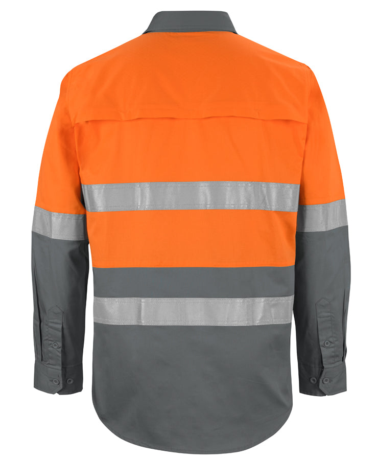 JB's Hi Vis L/S (D+N) 150G Work Shirt - Orange/Charcoal - Back