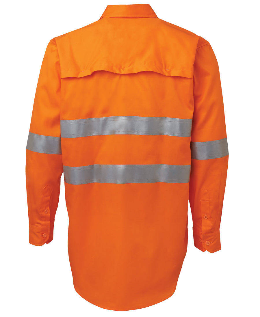 JB's Hi Vis L/S (D+N) 150G Work Shirt - Orange - Back