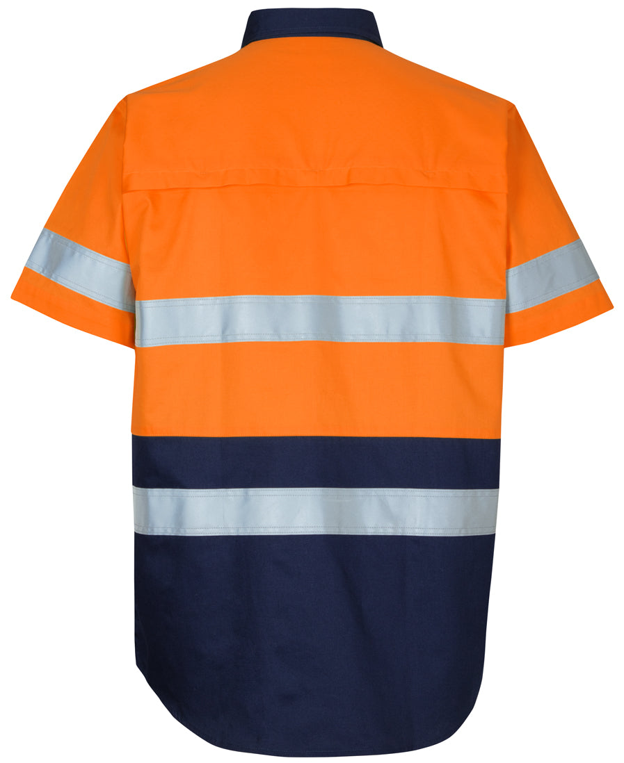 JB's Hi Vis (D+N) S/S 150g Work Shirt - Orange/Navy - Back