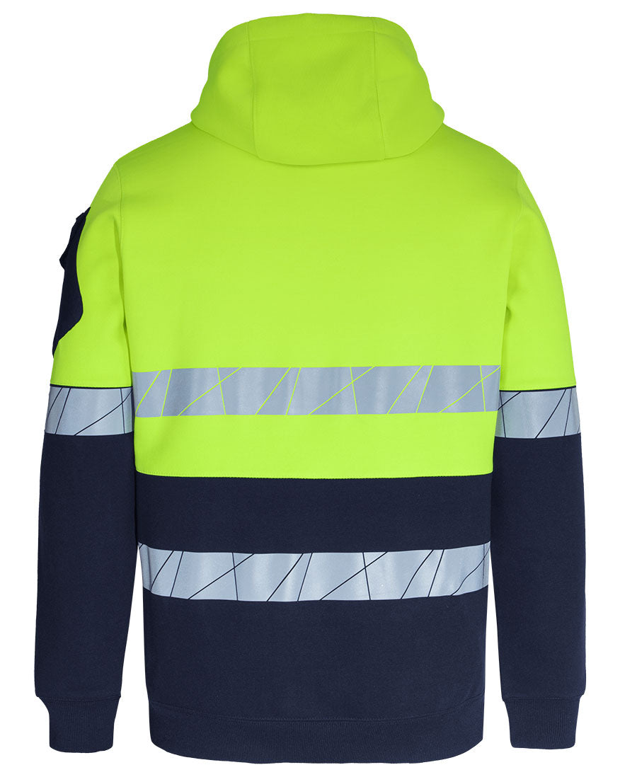 JB's 450g Hi VIs Pull Over Hoodie with Fragmented Tape - Lime/Navy - Back