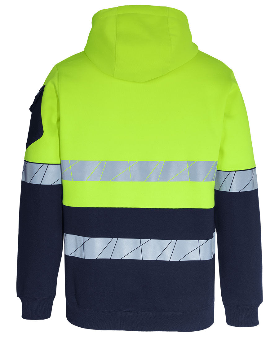 JB's 450g Hi Vis Full Zip Hoodie with Fragmented Tape - Lime/Navy - Back