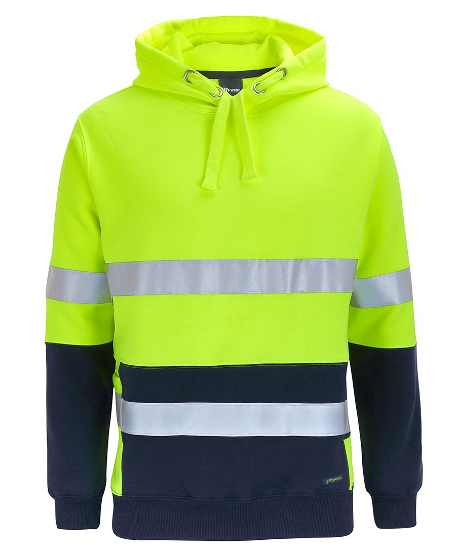 JB's Hi Vis D+N 330G Pullover Hoodie - Lime/Navy - Front