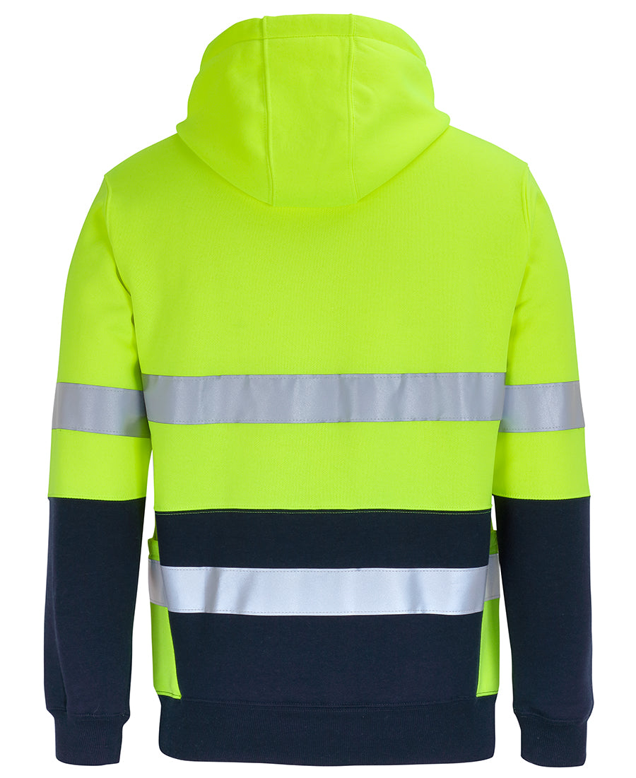 JB's Hi Vis D+N 330G Pullover Hoodie - Lime/Navy - Back