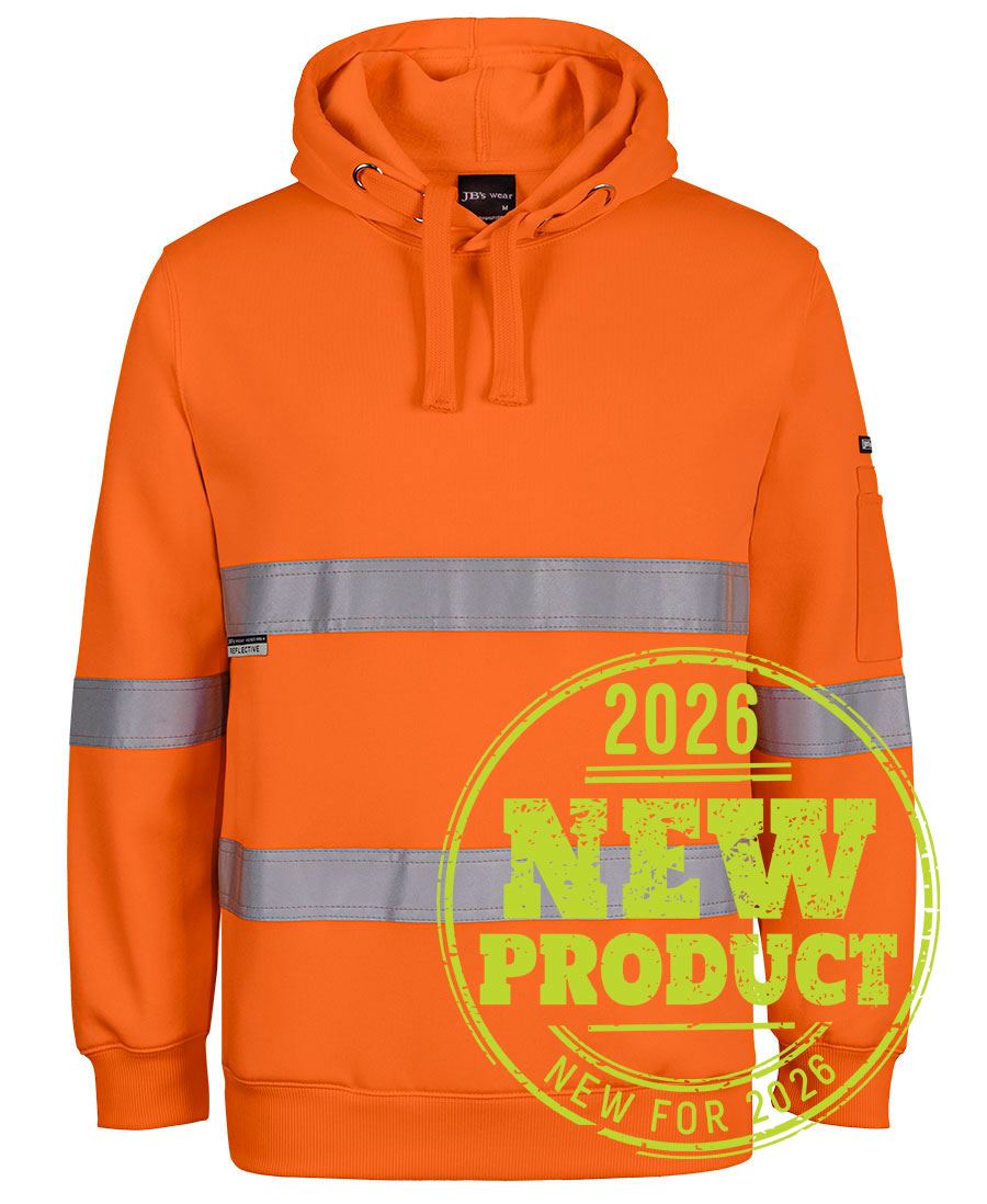 JB's Hi Vis (D+N) Pull Over Hoodie - Orange - Front