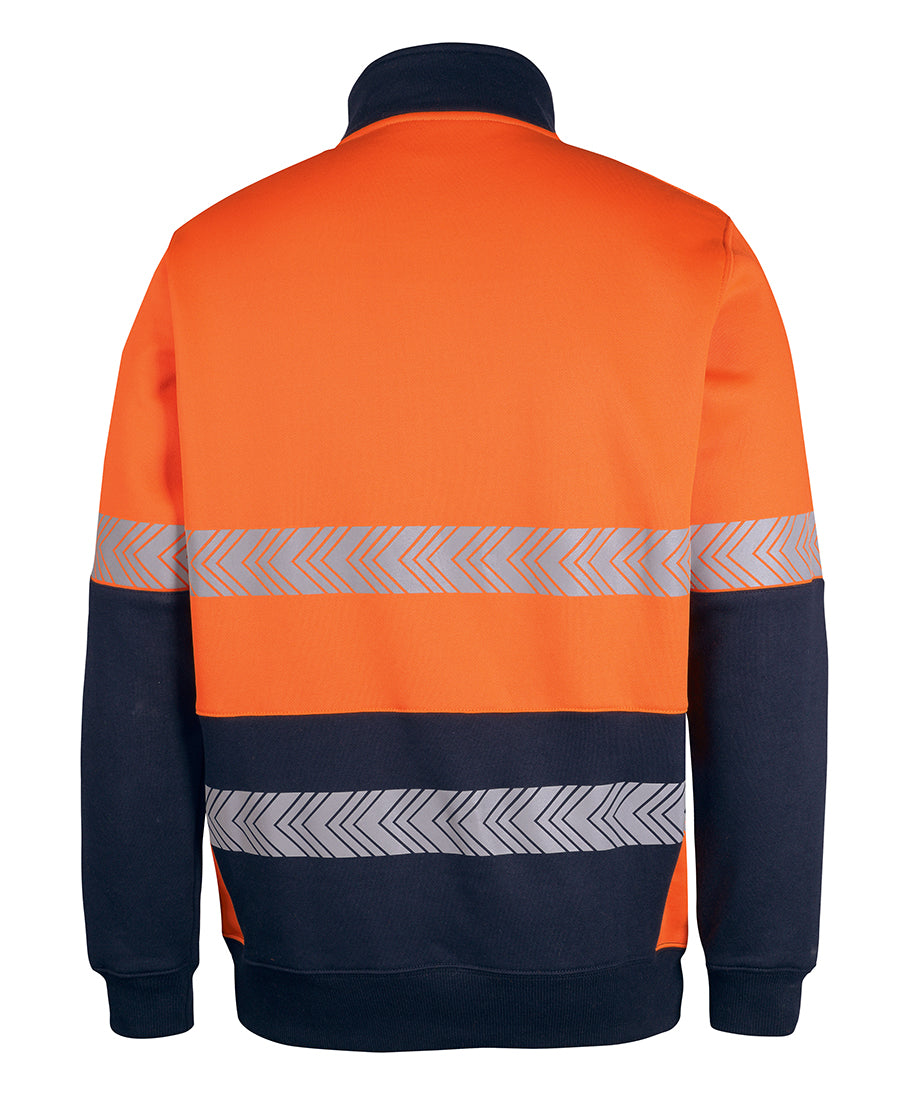 JB's Hi Vis 330g 1/2 Zip Segmented Tape Fleece - Orange/Navy - Back