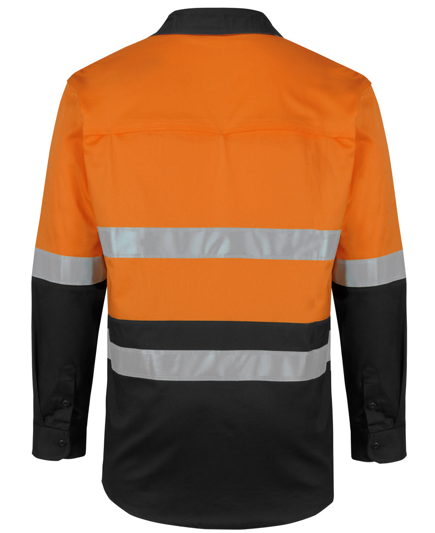 JB's Hi Vis (D+N) L/S Stretch Work Shirt - Orange/Black - Back