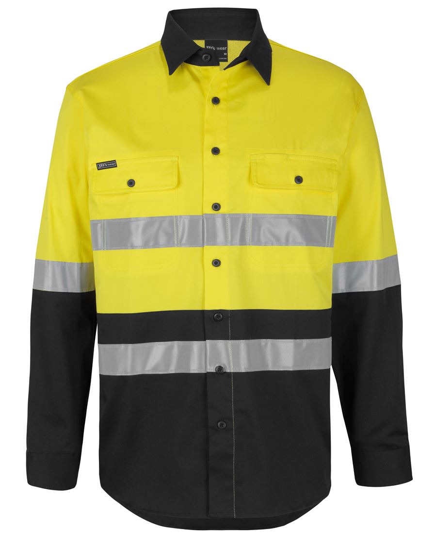 JB's Hi Vis (D+N) L/S Stretch Work Shirt - Yellow/Black - Front