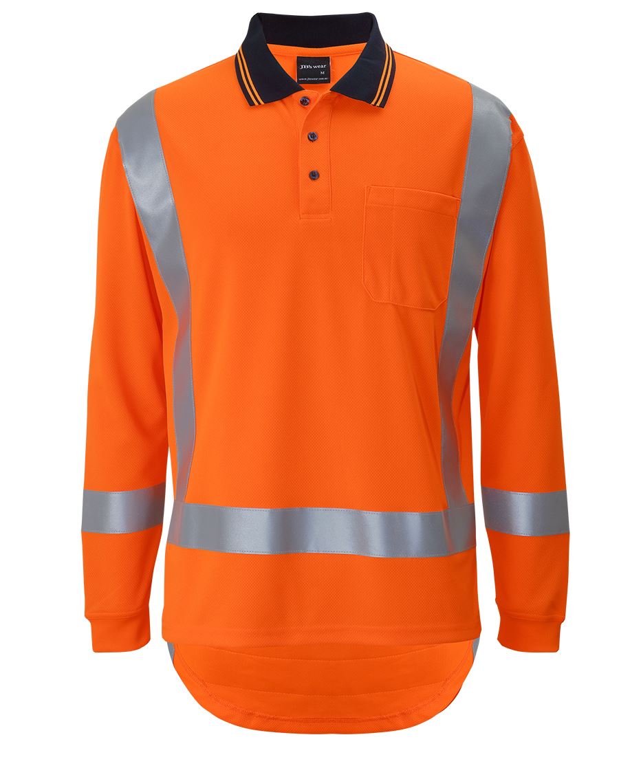 JB's Hi Vis (D+N) L/S Non Cuff TTMC-W17 Traditional Polo - Orange - Front