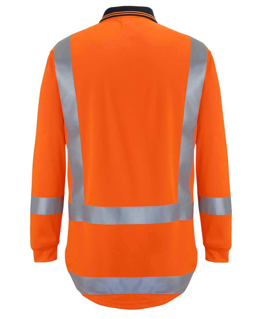 JB's Hi Vis (D+N) L/S Non Cuff TTMC-W17 Traditional Polo - Orange - Back