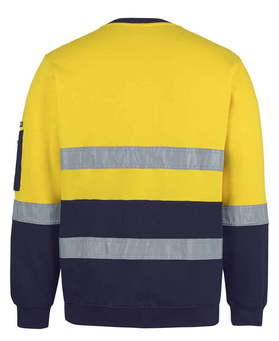 JB's Hi Vis (D+N) 310 Cotton Crew Neck Sweater - Yellow/Navy - Back