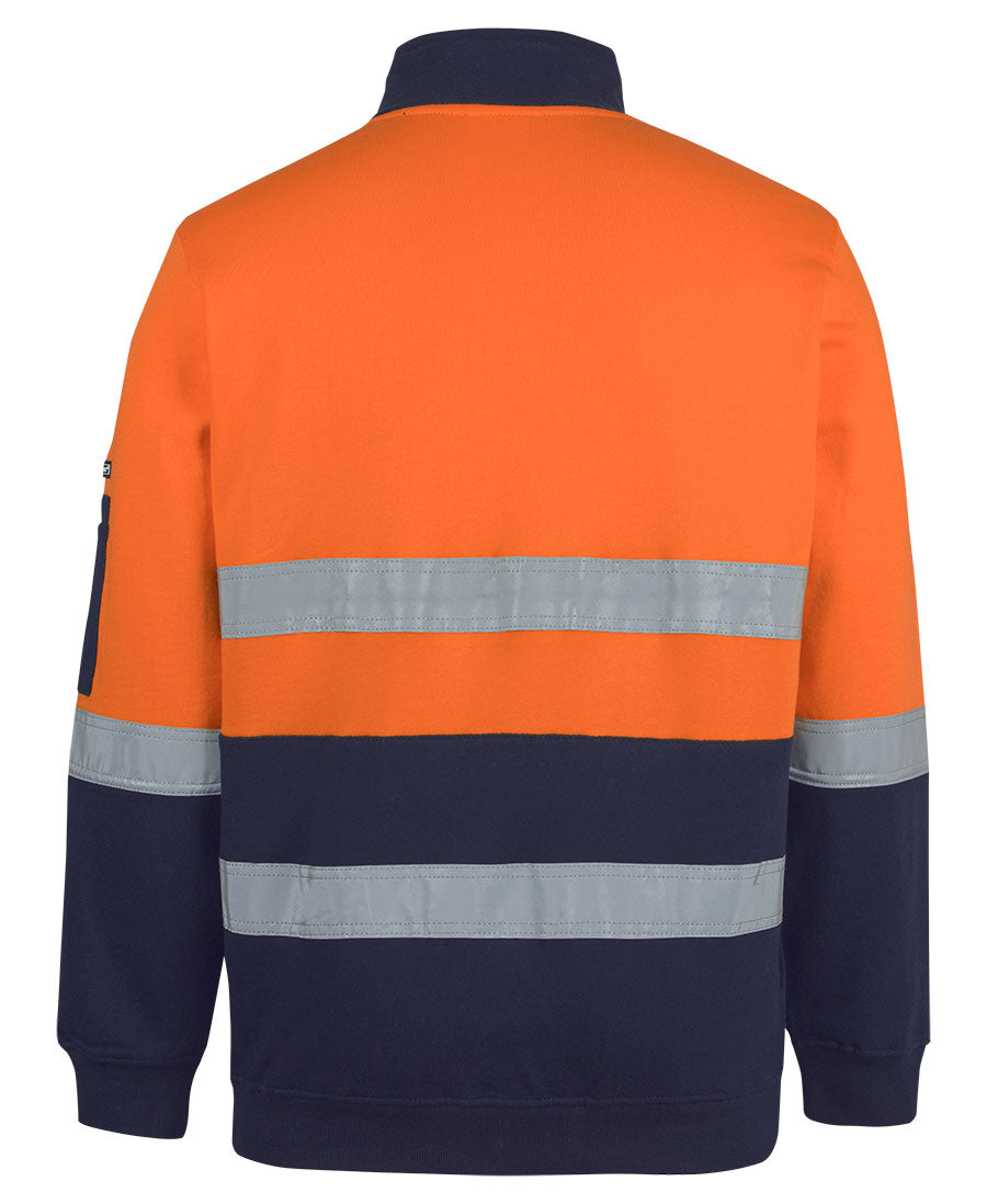 JB's Hi Vis (D+N) 310 Cotton 1/2 Zip Fleece - Orange/Navy - Back