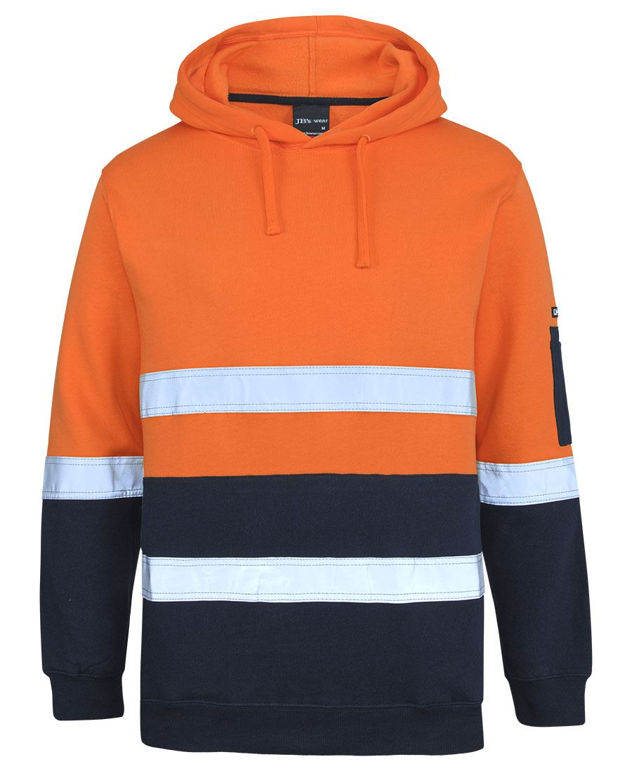 JB's Hi Vis (D+N) 310 Cotton Pull Over Hoodie - Orange/Navy - Front