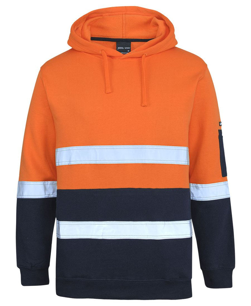 JB's Hi Vis (D+N) 310 Cotton Pull Over Hoodie - Orange/Navy - Front