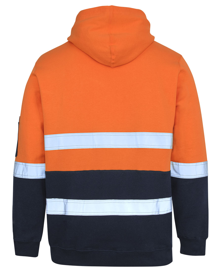 JB's Hi Vis (D+N) 310 Cotton Pull Over Hoodie - Orange/Navy - Back