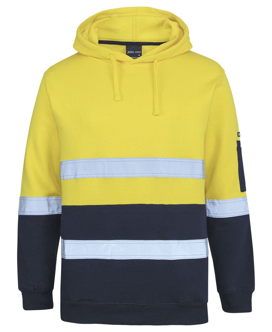 JB's Hi Vis (D+N) 310 Cotton Pull Over Hoodie - Yellow/Navy - Front