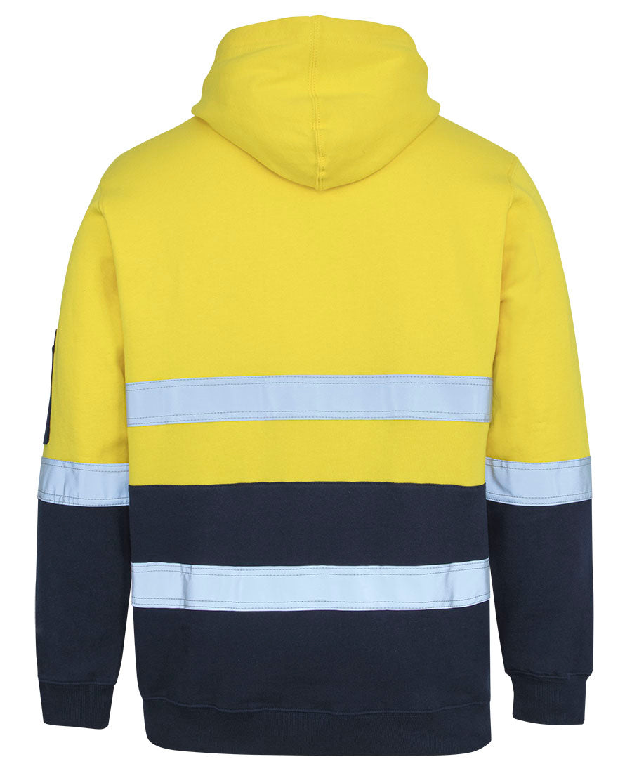 JB's Hi Vis (D+N) 310 Cotton Pull Over Hoodie - Yellow/Navy - Back