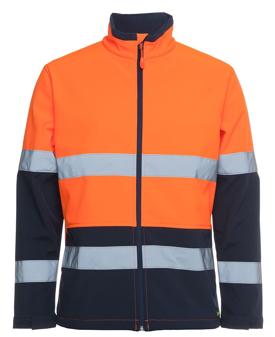 JB's Hi Vis (D+N) Three Layer Softshell Jacket - Orange/Navy - Front