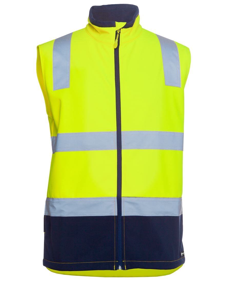 JB's Hi Vis (D+N) Three Layer Softshell Vest - Lime/Navy - Front