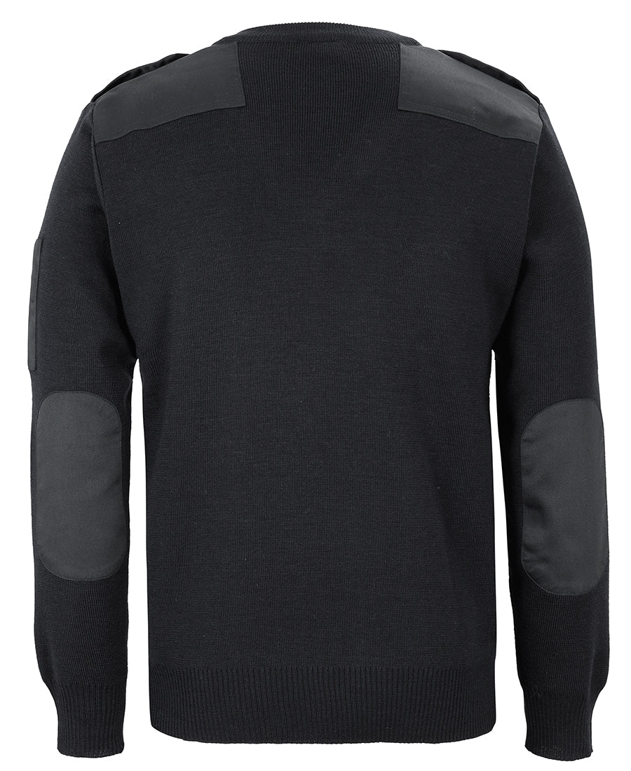 JB's Knitted Epaulette Jumper - Black - Back