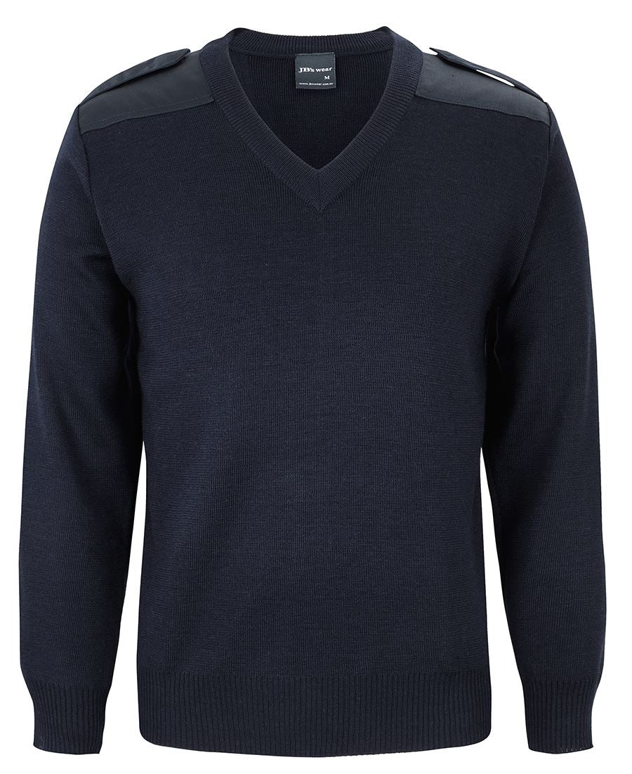 JB's Knitted Epaulette Jumper - Navy - Front