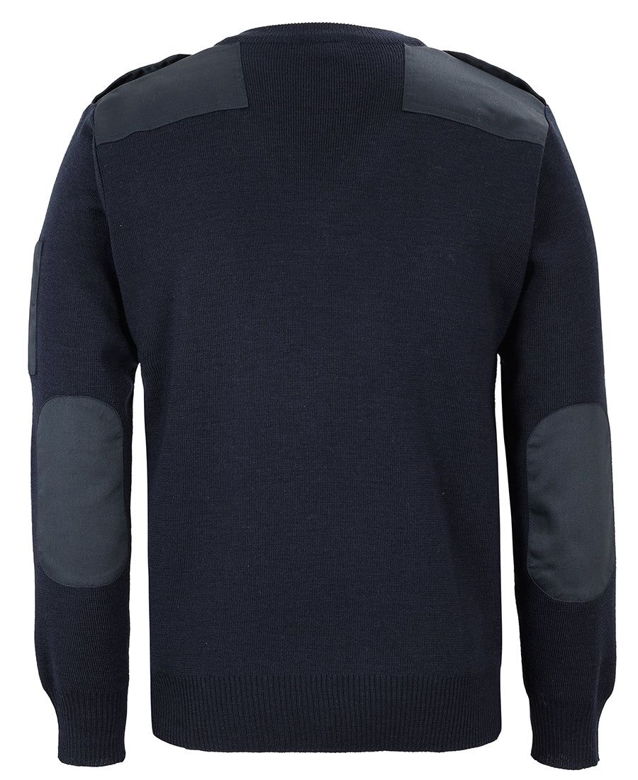 JB's Knitted Epaulette Jumper - Navy - Back