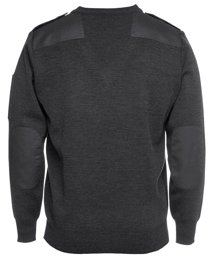 JB's Knitted Epaulette Jumper - Charcoal - Back