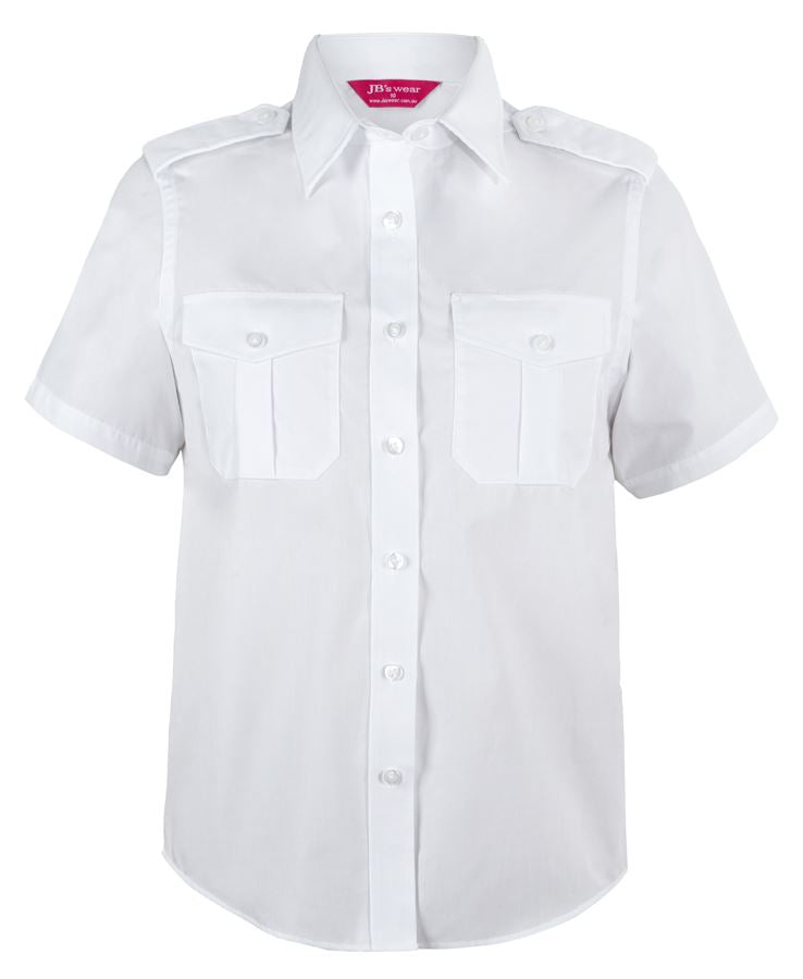 JB's Ladies S/S Epaulette Shirt - White - Front