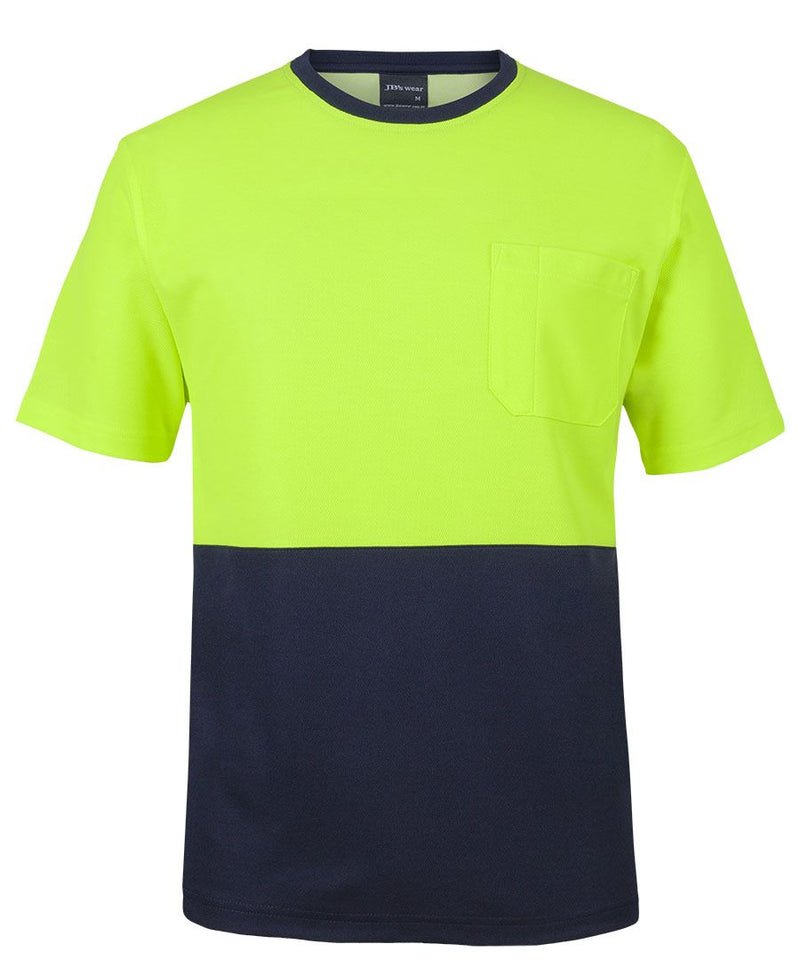 JB's Hi Vis Cotton Back Tee - Lime/Navy - Front