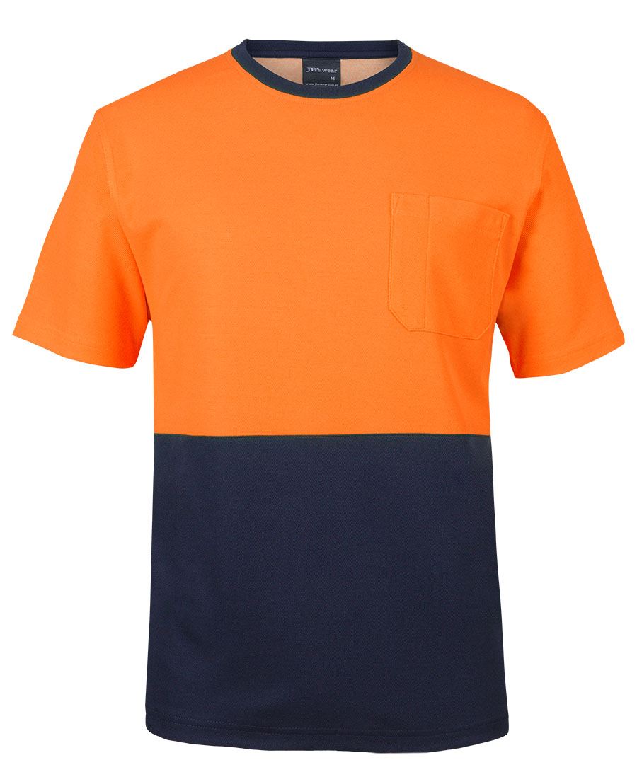 JB's Hi Vis Cotton Back Tee - Orange/Navy - Front