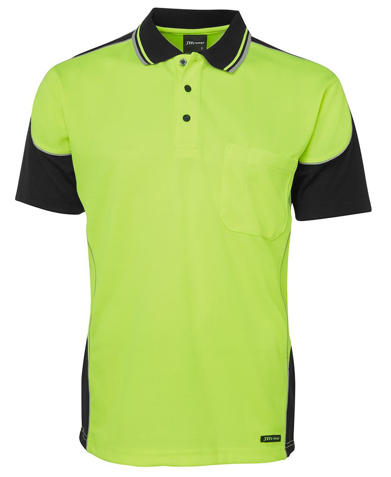 JB's Hi Vis Contrast Piping Polo - Lime/Black - Front