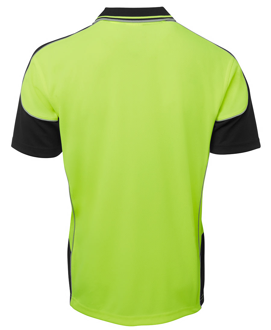 JB's Hi Vis Contrast Piping Polo - Lime/Black - Back