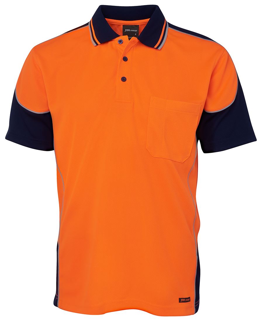 JB's Hi Vis Contrast Piping Polo - Orange/Navy - Front