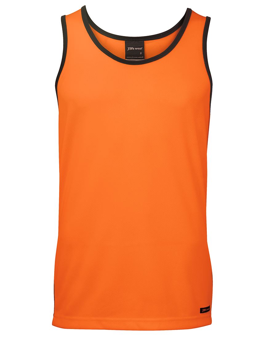JB's Hi Vis 4602.1 Contrast Singlet - Orange/Navy - Front