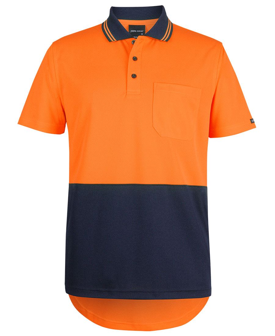 JB's Hi Vis S/S Drop Tail Polo - Orange/Navy - Front
