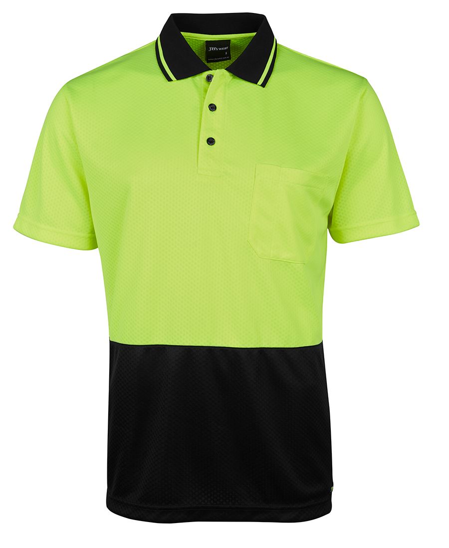 JB's Hi Vis Jacquard Non Cuff Polo - Lime/Black - Front
