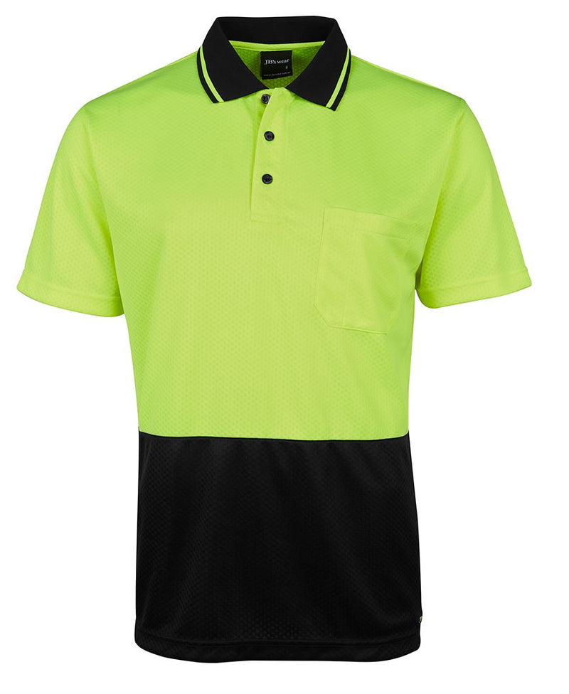 JB's Hi Vis Jacquard Non Cuff Polo - Lime/Black - Front