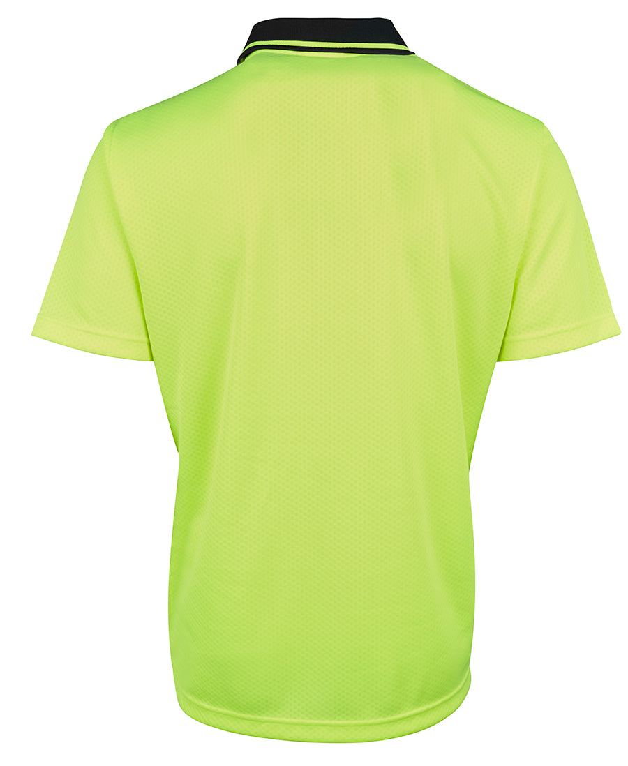 JB's Hi Vis Jacquard Non Cuff Polo - Lime/Black - Back