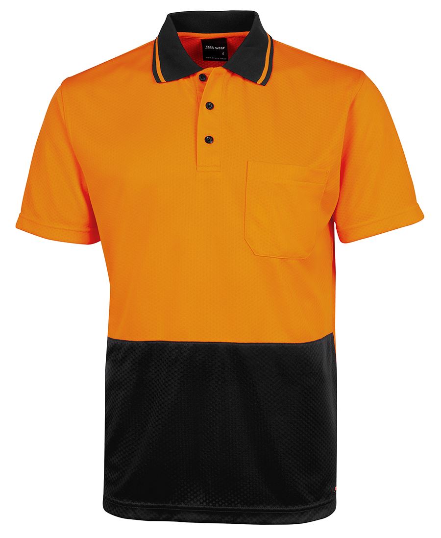 JB's Hi Vis Jacquard Non Cuff Polo - Orange/Black - Front