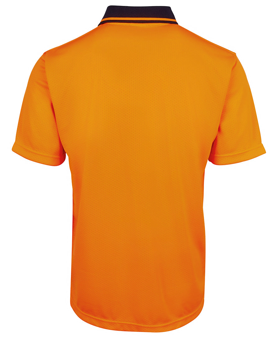 JB's Hi Vis Jacquard Non Cuff Polo - Orange/Navy - Back
